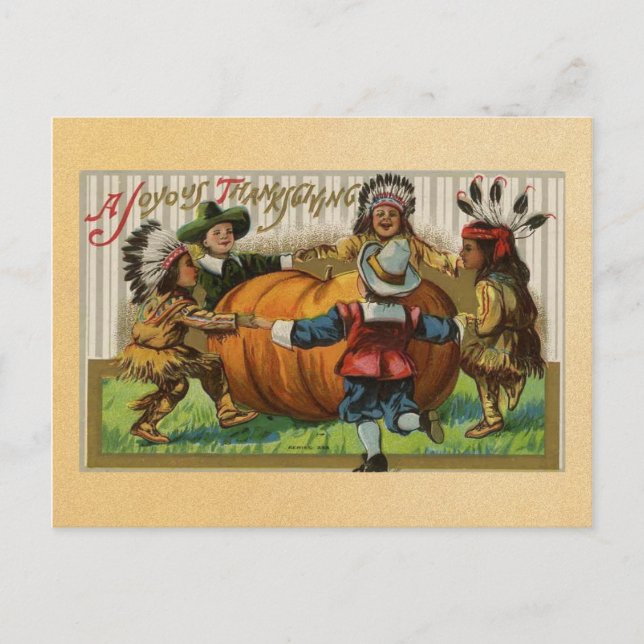 Vintage Happy Thanksgiving Holiday Postcard (Front)