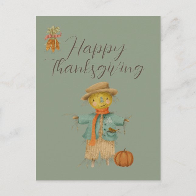 Vintage happy thanksgiving Holiday Postcard  (Front)