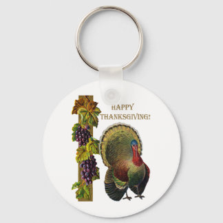 Vintage Happy Thanksgiving Turkey Key Ring