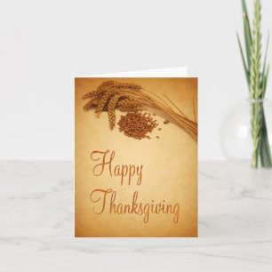 Vintage Happy Thanksgiving Wheat Corn Holiday Card