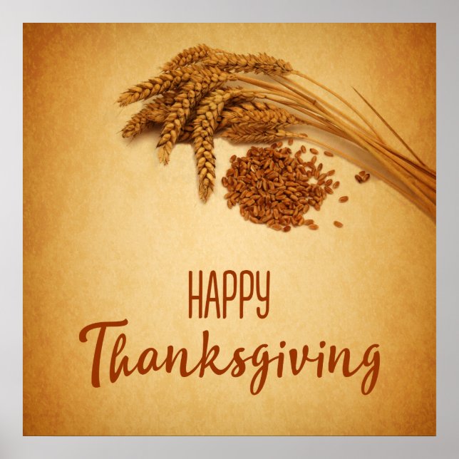 Vintage Happy Thanksgiving Wheat Corn Poster (Front)