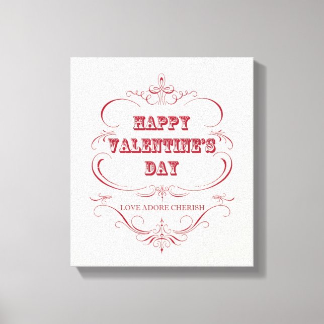 Vintage Happy Valentine's Day stretched canvas Print (Front)