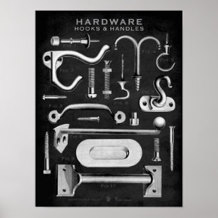 Vintage Hardware Poster Hooks-Handles Blackboard