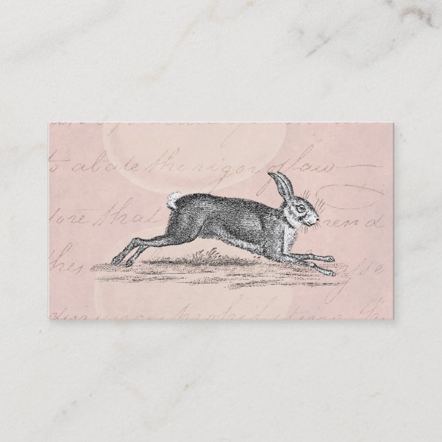 Vintage Hare Bunny Rabbit Illustration - Rabbits Business Card (Front)