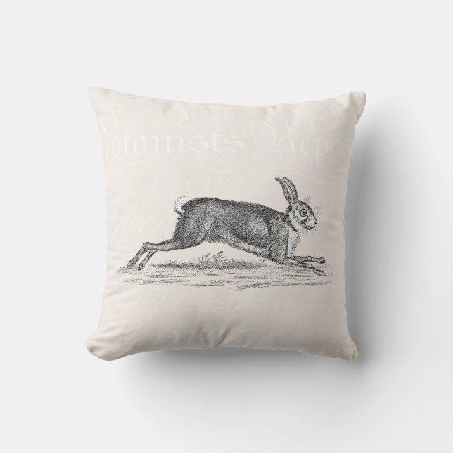 Vintage Hare Bunny Rabbit Illustration - Rabbits Cushion (Front)