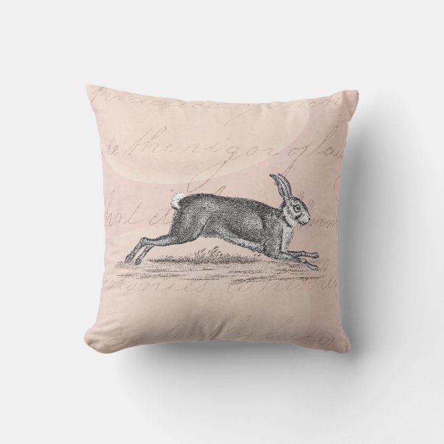 Vintage Hare Bunny Rabbit Illustration - Rabbits Cushion (Front)