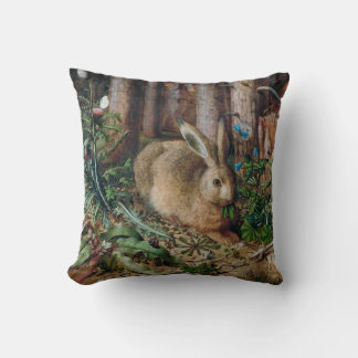 Vintage Hare in the Forest - Hans Hoffmann Cushion