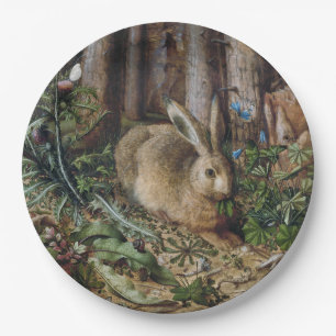 Vintage Hare Woodland Nature Dark Cottagecore Paper Plate