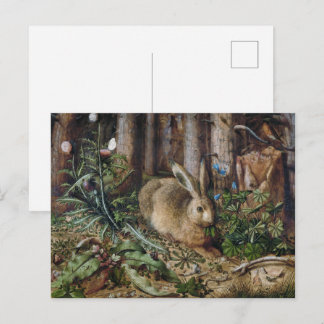 Vintage Hare Woodland Nature Dark Cottagecore Postcard