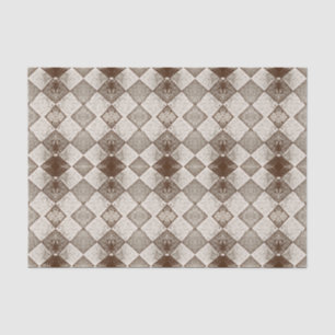 Vintage Harlequin Diamond Old Sepia Pattern Tissue Paper