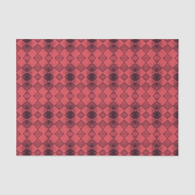 Vintage Harlequin Diamond Red Black Pattern Tissue Paper (Front)