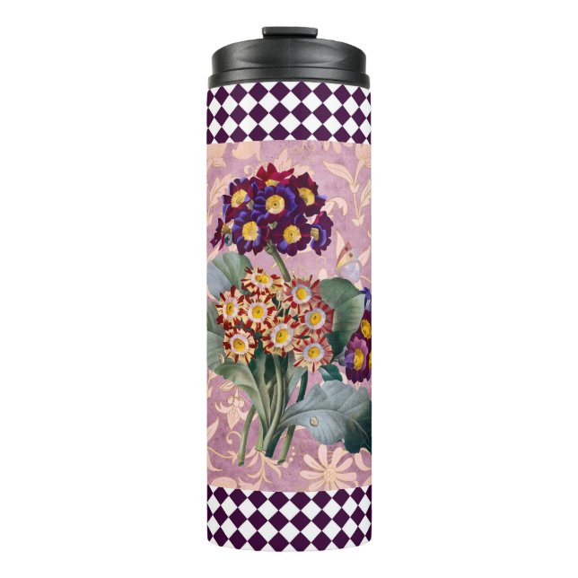 Vintage Harlequin Garden Flower Panel  Thermal Tumbler (Front)