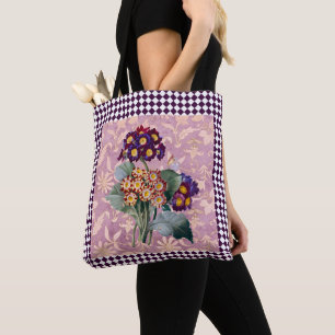Vintage Harlequin Garden Flower Panel  Tote Bag