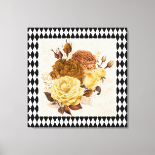 Vintage Harlequin Garden Roses  Canvas Print