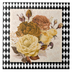 Vintage Harlequin Garden Roses Tile