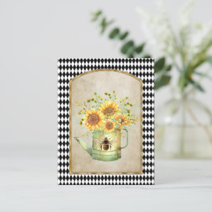 Vintage Harlequin Garden Sunflowers  Postcard