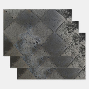 Vintage Harlequin Inspired Metallic Gray Texture Wrapping Paper Sheet