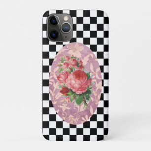Vintage Harlequin Pink Roses  iPhone 11 Pro Case