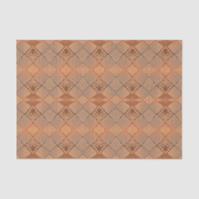 Vintage Harlequin Sepia Texture Diamond Pattern Tissue Paper (Front)