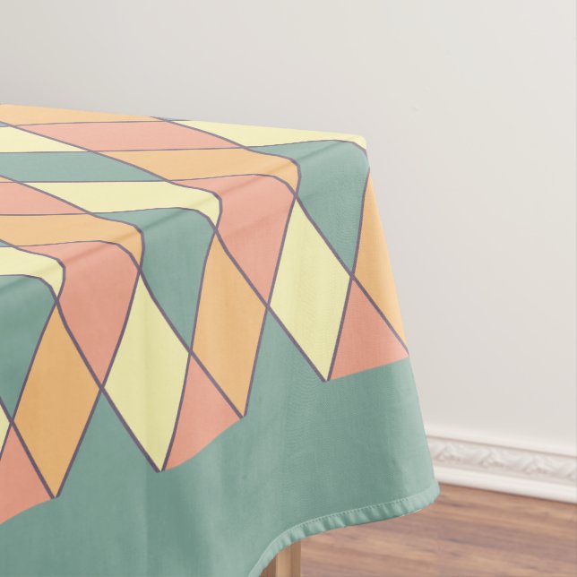 Vintage Harlequine Diagonal in Pastels Monogram Tablecloth (In Situ)