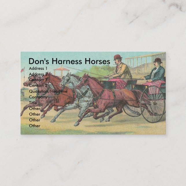 Vintage Harness Racing Business Card (Front)