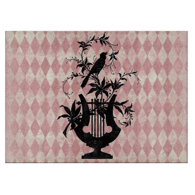 Vintage Harp & Bird Cutting Board (Front)