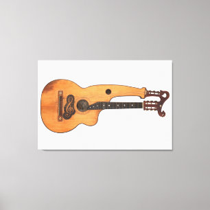 VINTAGE HARP GUITAR 32x48 Canvas Print