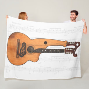 VINTAGE HARP GUITAR FLEECE BLANKET