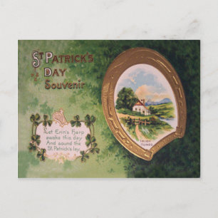 Vintage Harp of Erin Horseshoe St Patrick's Day Ca Postcard