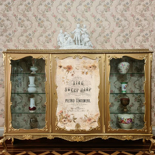 Vintage Harp Sheet Music Floral Ephemera Decoupage