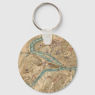 Vintage Harpers Ferry Civil War Map (1862) Key Ring