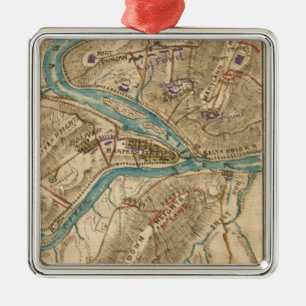 Vintage Harpers Ferry Civil War Map (1862) Metal Tree Decoration