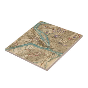 Vintage Harpers Ferry Civil War Map (1862) Tile