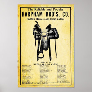 Vintage Harpham Brothers Horse Saddle Ad Print