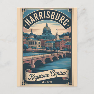 Vintage Harrisburg Pennsylvania Retro Travel Holiday Postcard