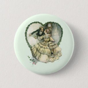 Vintage Harrison Fisher, Christmas Bride and Groom 6 Cm Round Badge