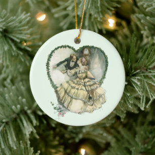 Vintage Harrison Fisher, Christmas Bride and Groom Ceramic Tree Decoration