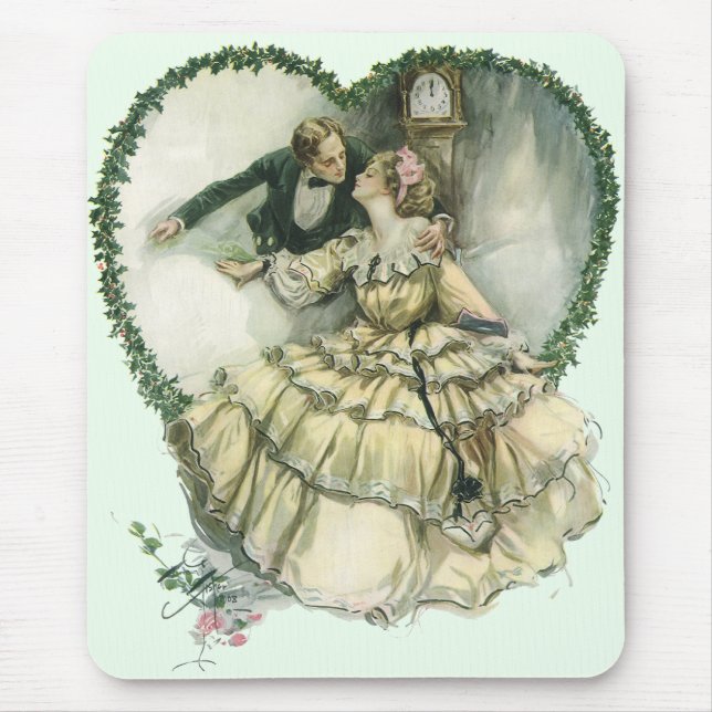 Vintage Harrison Fisher, Christmas Bride and Groom Mouse Mat (Front)