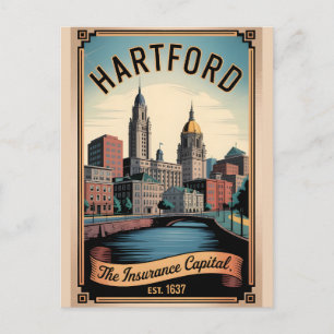 Vintage Hartford Connecticut Retro Travel Holiday Postcard