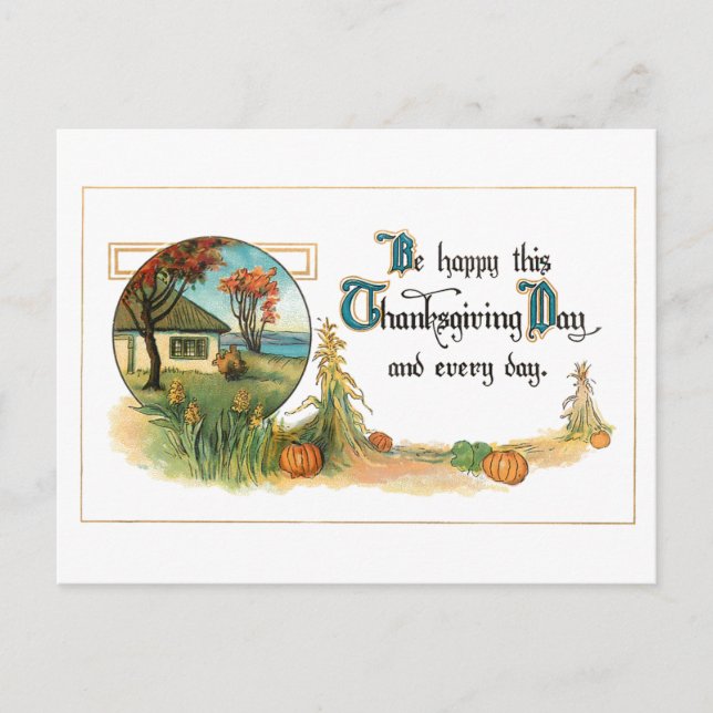 Vintage Harvest and Thanksgiving Greeting Holiday Postcard (Front)