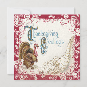 Vintage Harvest Thanksgiving Dinner Invitations