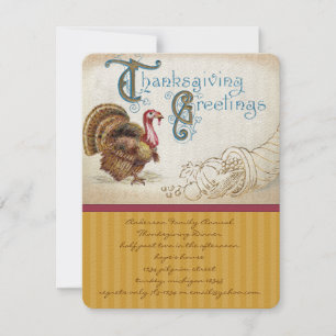 Vintage Harvest Thanksgiving Dinner Invitations