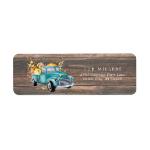 Vintage Harvest Truck Autumn Return Address