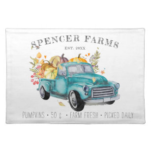 Vintage Harvest Truck   Family Name Personalised Placemat