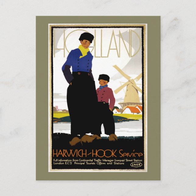 Vintage Harwich- Hook Travel Postcard (Front)