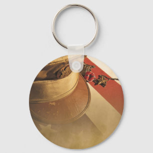 vintage hat flag medal veterans day key chain