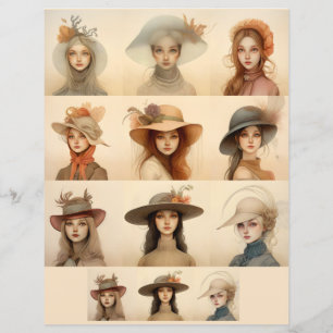 Vintage hat ladies SCV 5 stylised females