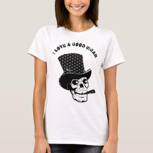 Vintage Hat Skull Smoking Cigar Personalise T-Shirt