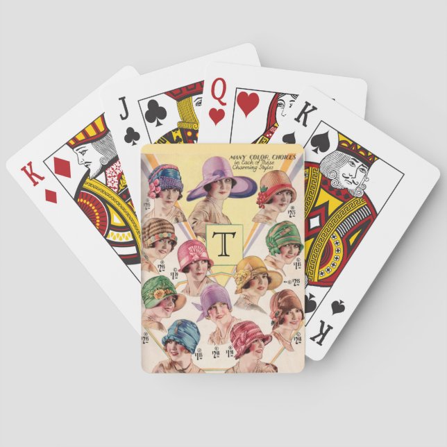 Vintage Hats Custom Monogram playing cards (Back)
