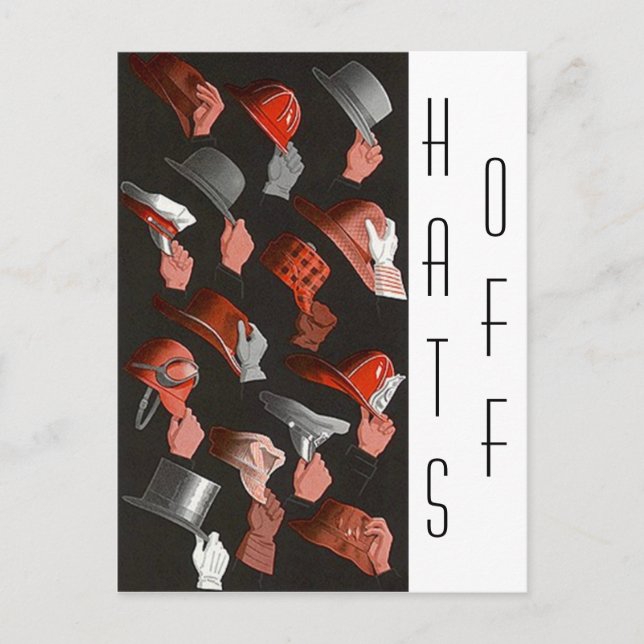 Vintage Hats Off Paty Honour Achievement Postcard (Front)